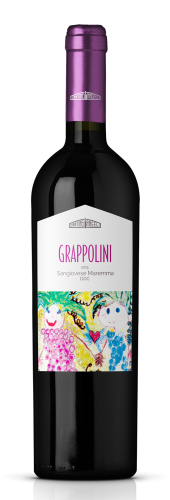Bottiglia di vino Sangiovese di Toscana Grappolini DOC, in vendita presso Cantine Angeli